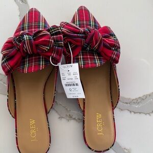J. Crew Women's size 10 Red Plaid Bow Mules